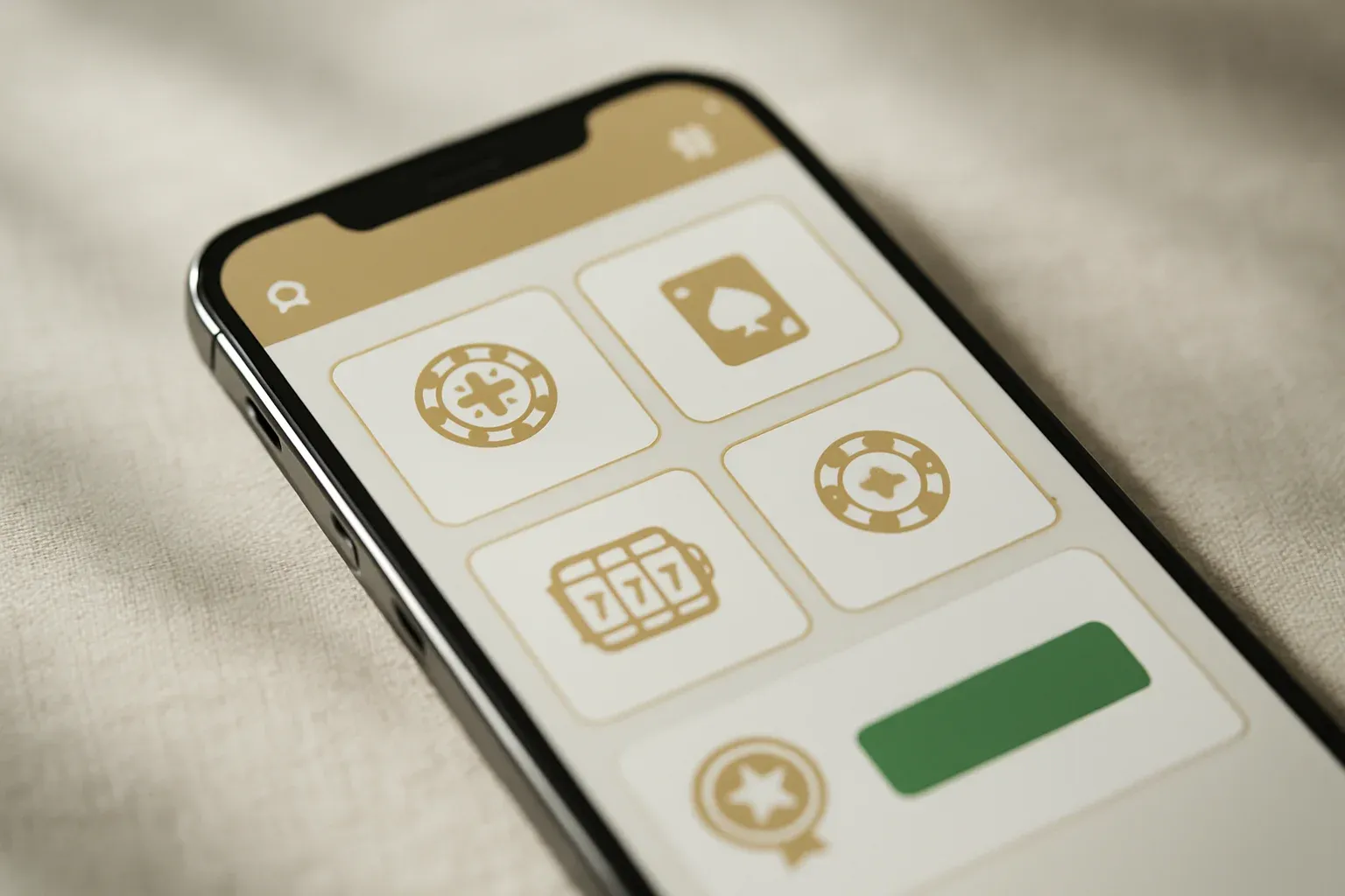 Modern smartphone displaying sleek casino app with games and bonuses